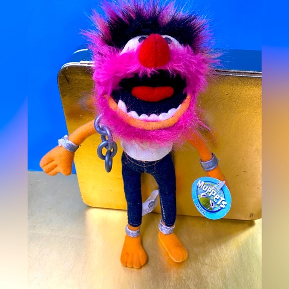 SESAME STREET VTG DRUMMER ANIMAL MUPPET COLLECTIBLE PLUSH WEARING JEANS & TEE - Picture 1 of 16